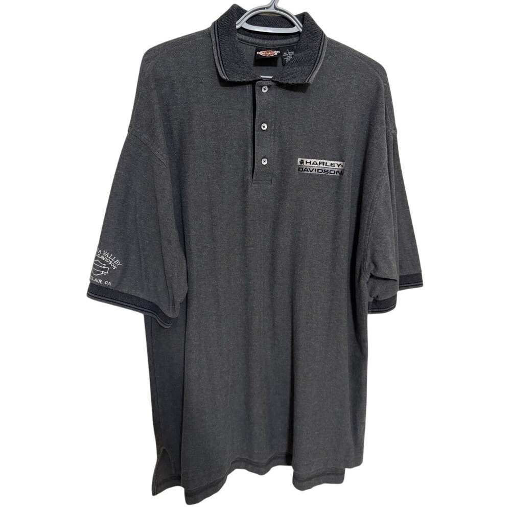 Vintage Harley Davidson Polo Shirt Mens L Embroidered Pomona Valley Montclair CA